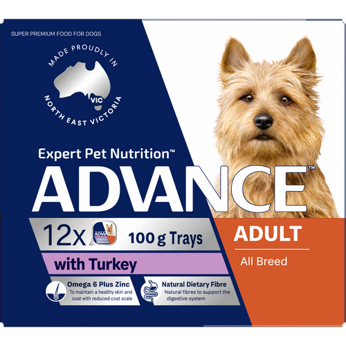 Advance Adult All Breed Wet Dog Food with Turkey Trays 12 x 100g