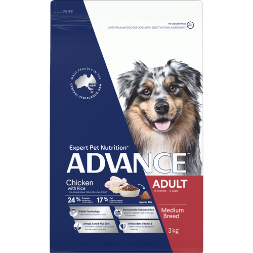 Advance Adult Medium Breed Dry Dog Food Chicken with Rice 3kg