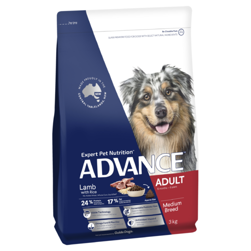 Advance Adult Medium Breed Dry Dog Food Lamb w/ Rice 3kg