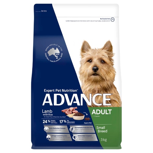 Advance Adult Small Breed Premium Dry Dog Food Lamb with Rice 3kg