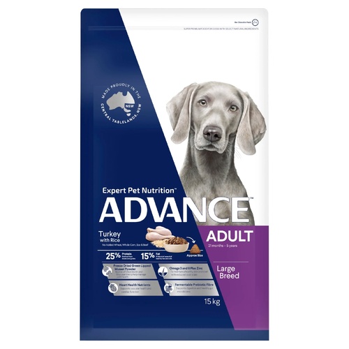 Advance Adult Large Breed Dry Dog Food Turkey with Rice 15kg