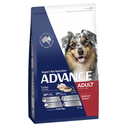 Advance Adult Medium Breed Dry Dog Food Turkey w/ Rice 15kg