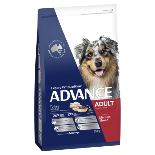 Advance Adult Medium Breed Dry Dog Food Turkey w/ Rice 15kg