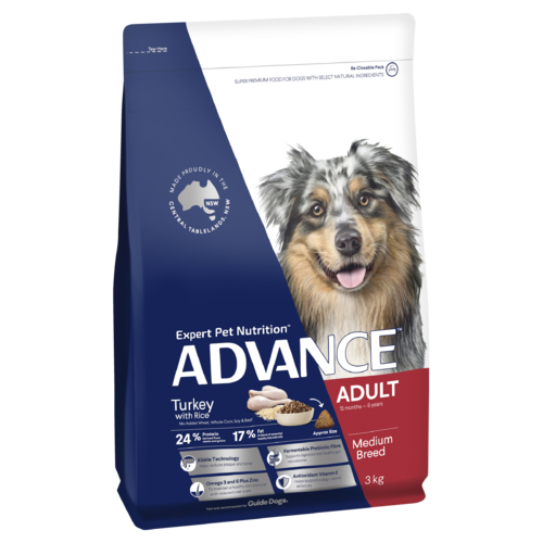 Advance Adult Medium Breed Dry Dog Food Turkey w/ Rice 3kg