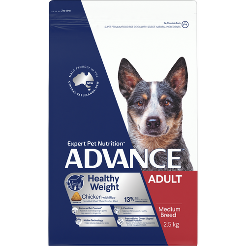 Advance Adult Medium Breed Healthy Weight Dry Dog Food Chicken with Rice 2.5kg