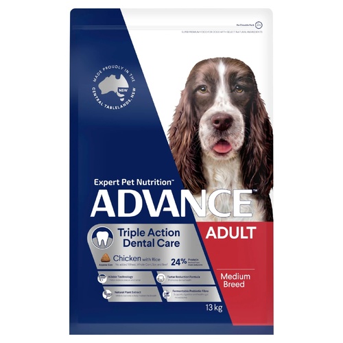 Advance Adult Medium Breed Triple Action Dental Care Chicken with Rice 13kg