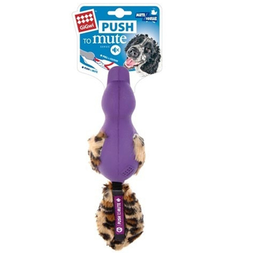 Gigwi Push to Mute Dog Toy Duck with Plush Tail Purple
