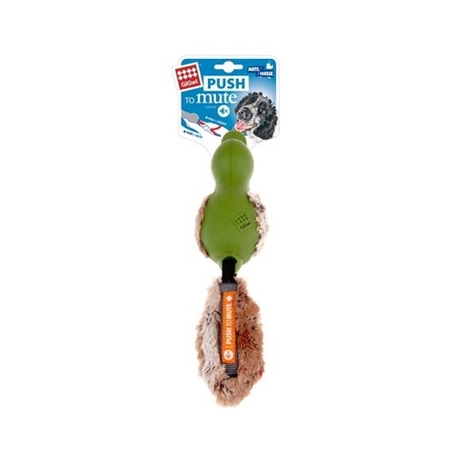 Gigwi Push to Mute Dog Toy Duck with Plush Tail Green 