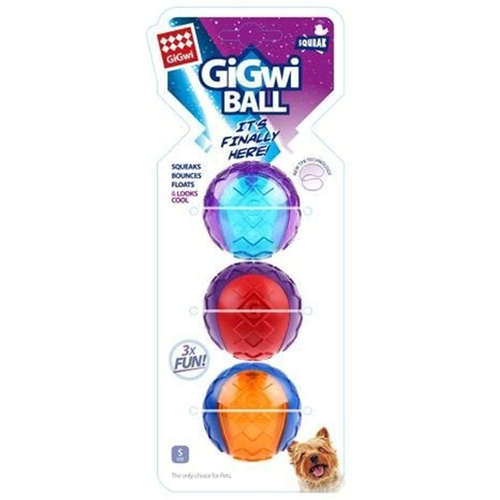 Gigwi Transparent Dog Squeaker Ball Toy Small 3 Pack 