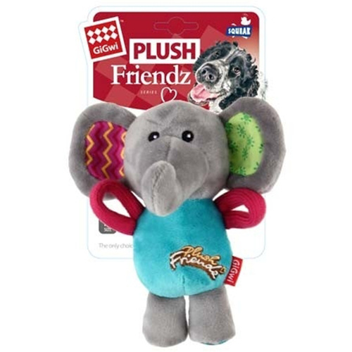 Gigwi Plush Friendz Dog Toy Multi Colour Squeaker Elephant 