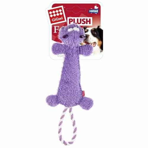 Gigwi Plush Friendz Dog Toy Durable Hippo With Squeaker 