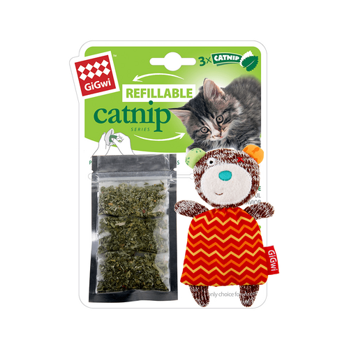 Gigwi Refillable Catnip Bear Fresh Teabags Interactive Cat Toy