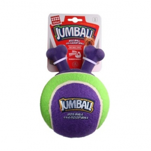 Gigwi Jumpball Rubber Handle Tennis Ball Dog Toy Green Purple 
