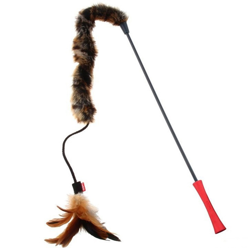 Gigwi Feather Teaser Cat Wand with Feather and Plush Tail Toy