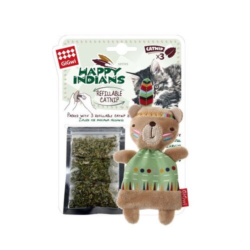 Gigwi Happy Indians Bear with Catnip Interactive Cat Toy