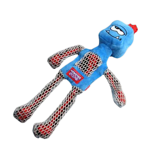 GiGwi Monster Rope Plush Squeaker Dog Toy Blue Medium Large