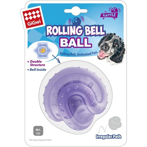 Gigwi Rolling Bell Ball Interactive Play Durable Pet Dog Toy 3 Inch
