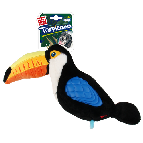 Gigwi Tropicana Toucan Interactive Sturdy Plush Pet Dog Toy Black