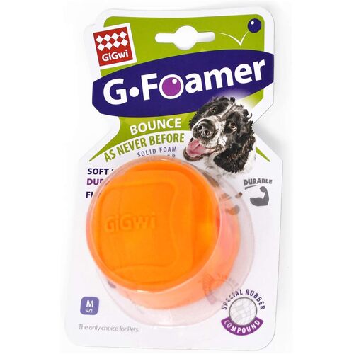 Gigwi G-Foamer Ball Solid Foam Rubber Interactive Dog Toy Orange