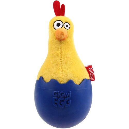Gigwi Wobble Egg Roster Interactive Play Plush Dog Squeaker Toy