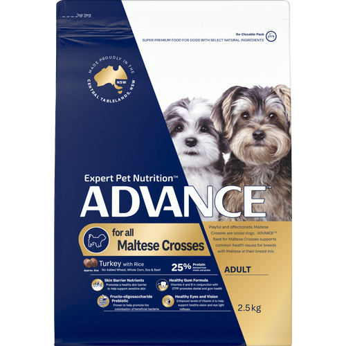 Advance Adult Maltese Crosses Dry Dog Food Turkey with Rice 2.5kg