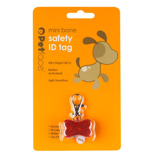Petface Bone ID Safety Tag Water Resistant with Ultra-Light LED