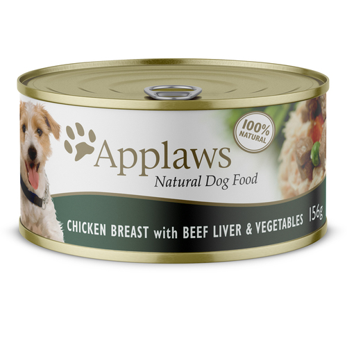 Applaws Wet Dog Food Chicken w/ Beef Liver & Vegetables Tin 16 x 156g