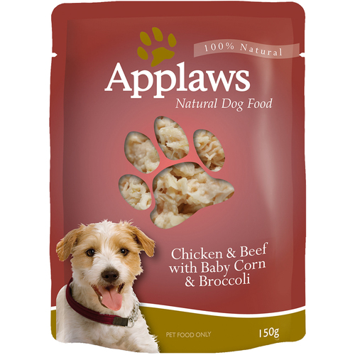Applaws Dog Food Chicken & Beef w/ Baby Corn & Broccoli Pouch 150g 12 Pack 