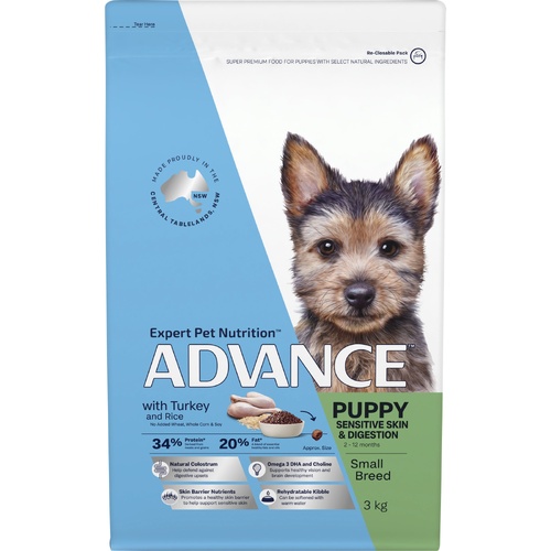 Advance Puppy Small Breed Sensitive Skin & Digestion Dog Food Turkey & Rice 3kg