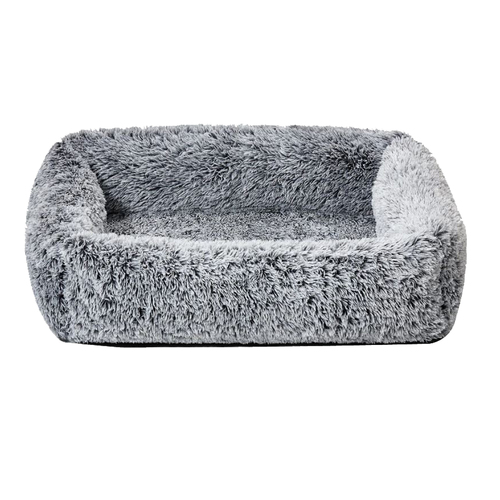 Snooza Calming Snuggler Non-Slip Faux Fur Plush Dog Bed Silver Fox Small