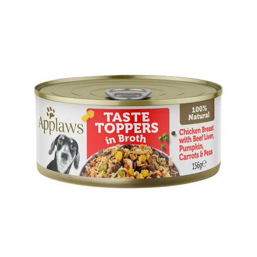 Applaws Taste Toppers in Broth Wet Dog Food Chicken Breast with Beef 16 x 156g