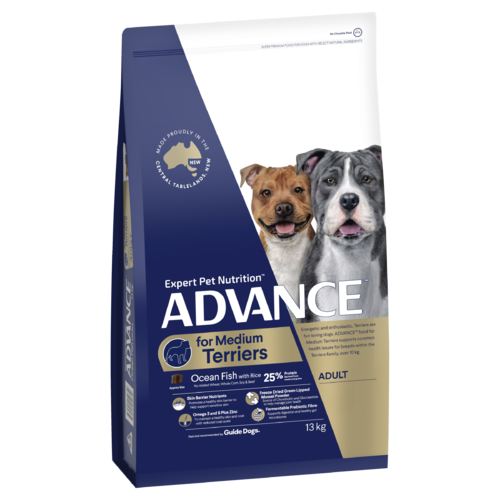 Advance Adult Medium Terriers Dry Dog Food Ocean Fish w/ Rice 13kg