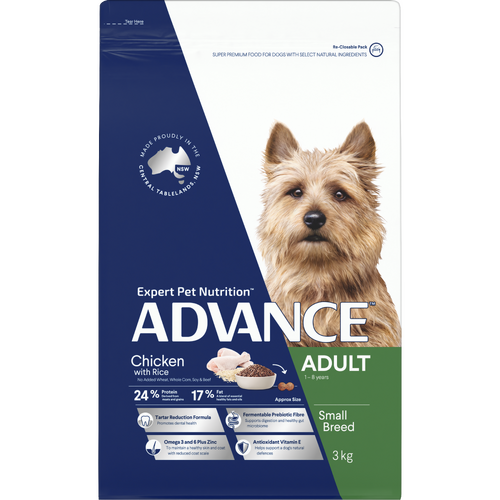 Advance Adult Small Breed Dry Dog Food Chicken with Rice 3kg