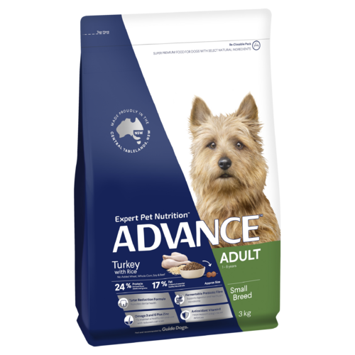 Advance Adult 1+ Small Breed Dry Dog Food Turkey w/ Rice 3kg