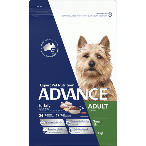 Advance Adult Small Breed Premium Dry Dog Food Turkey with Rice 3kg