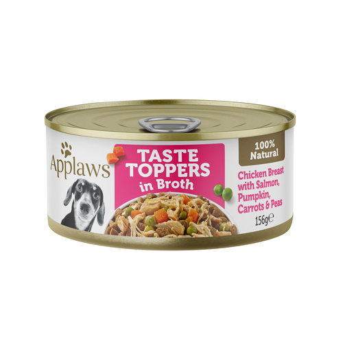 Applaws Taste Toppers in Broth Wet Dog Food Chicken Breast with Salmon 16 x 156g
