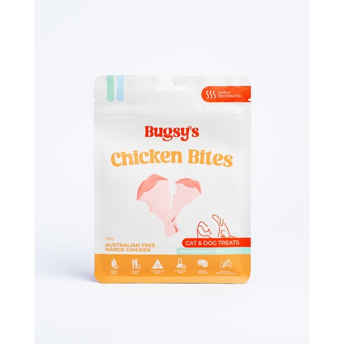Bugsys Chicken Bites Australian Free Range Chicken Cat & Dog Treats 100g