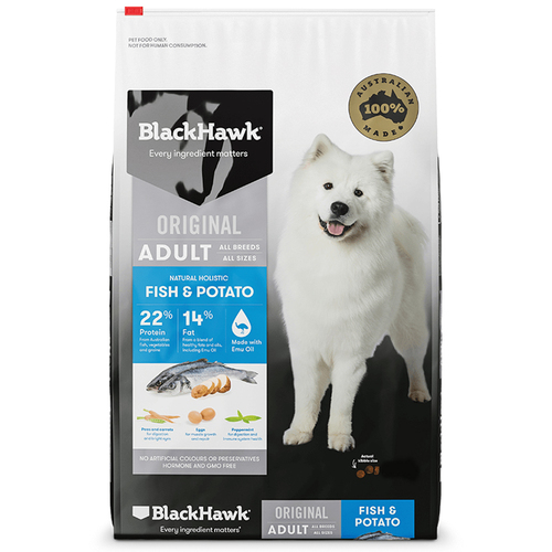 Black Hawk Adult All Breeds Complete Dog Food Fish & Potato 3kg 
