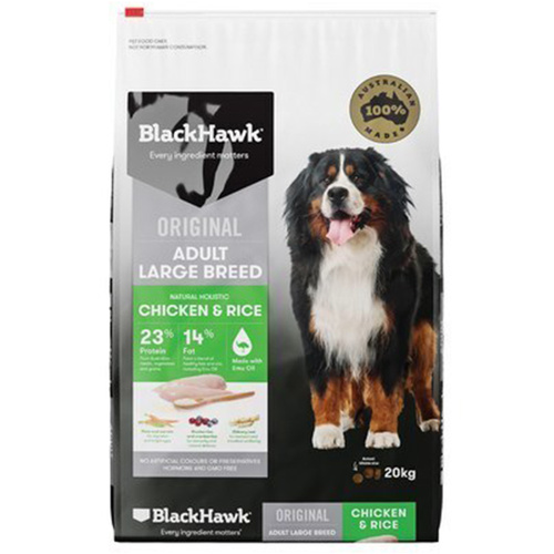 Black Hawk Adult Large Breed Chicken and Rice Dog Food 20kg 
