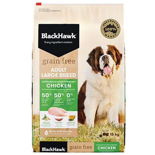 Black Hawk Adult Large Breed Grain Free Dry Dog Food Chicken 15kg