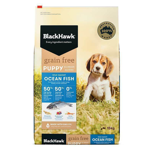 Black Hawk Puppy All Breeds Grain Free Dry Dog Food Ocean Fish 15kg