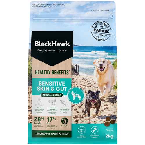 Black Hawk Healthy Benefits Sensitive Skin & Gut Dry Adult Dog Food 2kg
