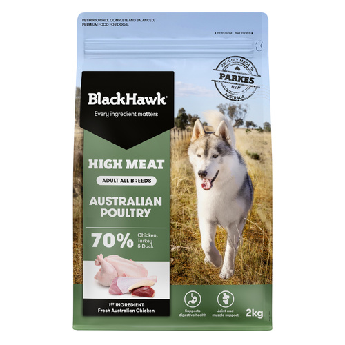 Black Hawk Adult All Breeds High Meat Australian Poultry Dry Dog Food 2kg