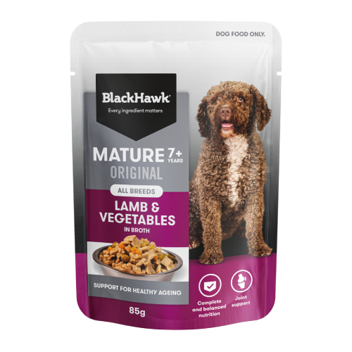 Black Hawk Mature 7+ All Breeds Original Wet Dog Food Lamb & Vegetables 12 x 85g