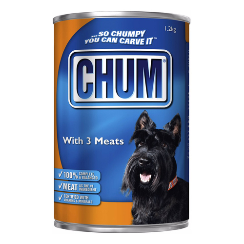 Chum Adult With 3 Kinds Meat Complete & Balanced Dog Food 12 x 1.2kg