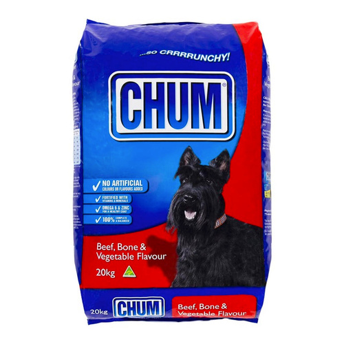 Chum Crunchy Dry Dog Food Beef Bone & Vegetable Flavour 20kg