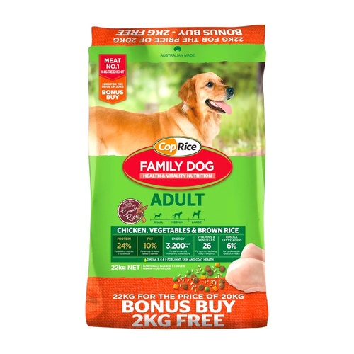 CopRice Family Dog Dry Dog Food Chicken Vegetables & Brown Rice Bonus Bag 22kg