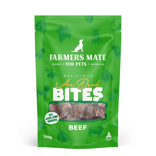 Farmers Mate All Ages & Breeds Air Dried Bites Dog Training Treats Beef 100g