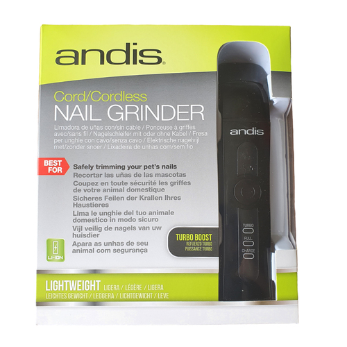 Andis Cord/Cordless Turbo Boost Lightweight Pet Dog Nail Grinder