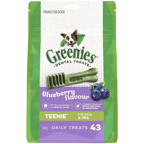 Greenies Blueberry Flavour Teenie Dogs Dental Treats 2-7kg 340g
